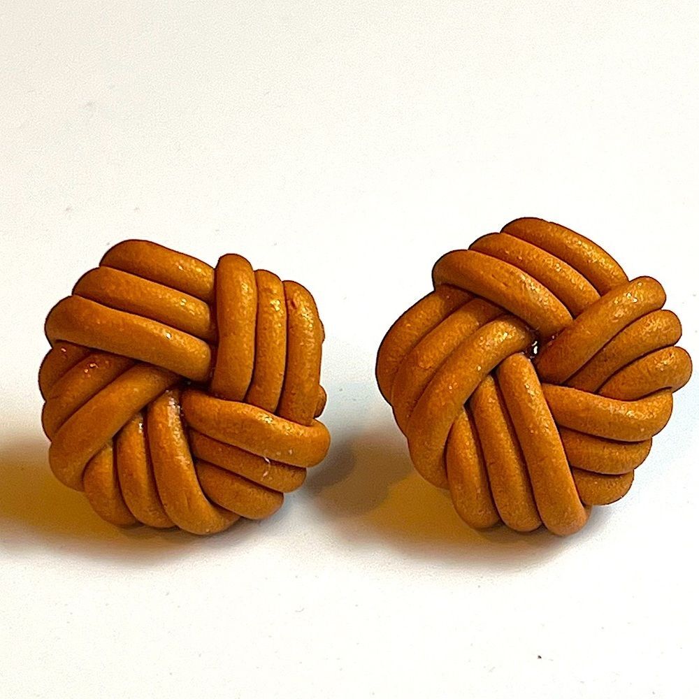 NEW Large Gold Nautical Knot Polymer Clay Stud Earrings